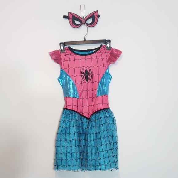 Girl's Marvel Spider Man Halloween Costume Dress Pink Blue - Picture 1 of 7